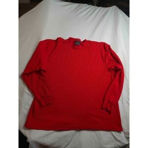 Brooklyn State Shirt Mens XL Red Thermal Waffle Knit Long Sleeve Crewneck Top